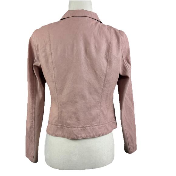 Anthropologie ETT:TWA Ripley Light Pink Faux Leather Moto Jacket SP Vegan Ribbed - Picture 8 of 16